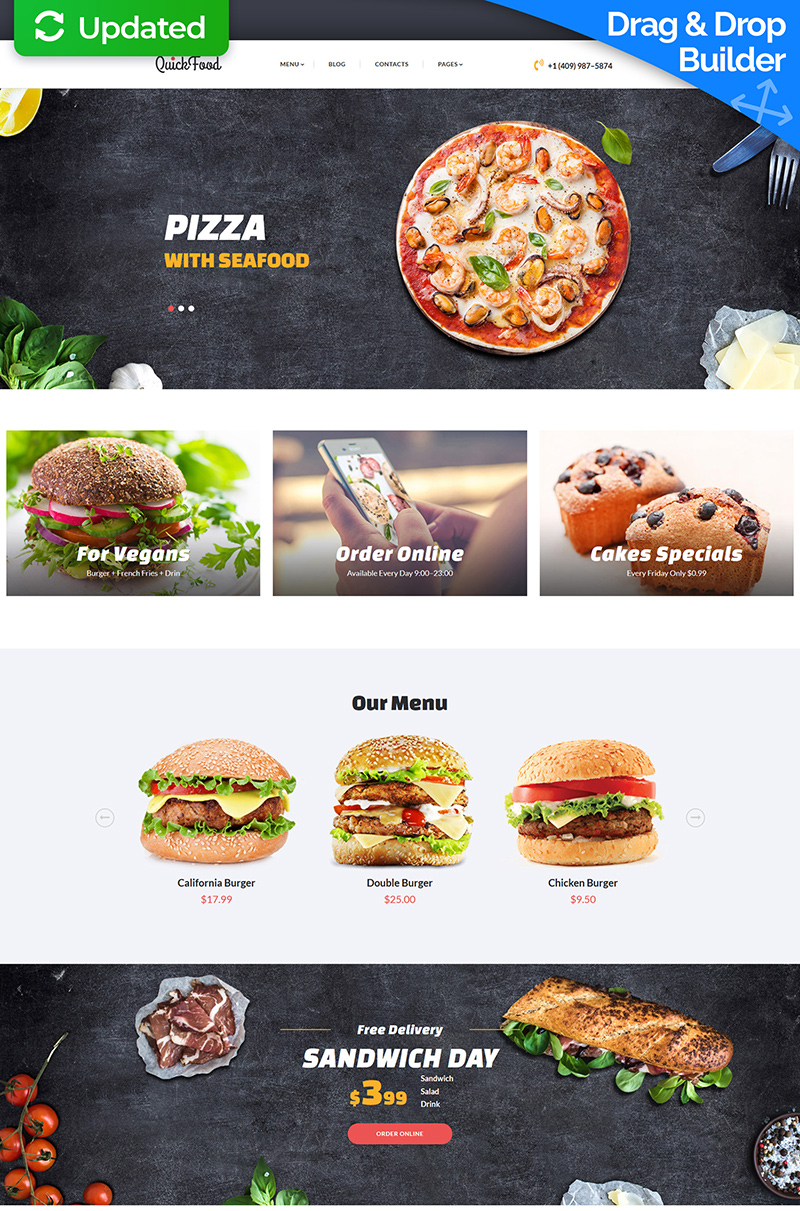 QuickFood - Food Ordering Moto CMS 3 Template