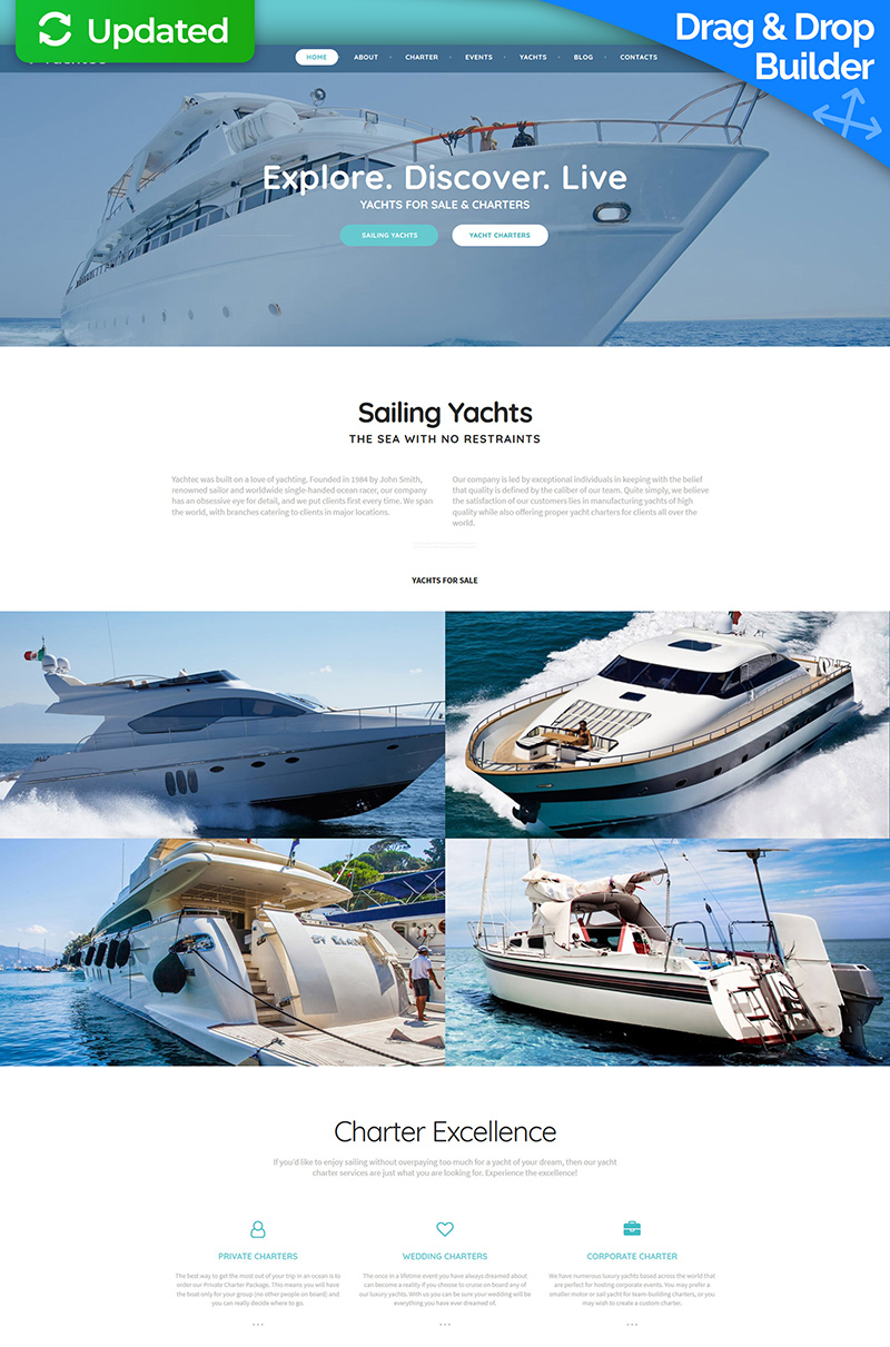 Yacht Charter Moto CMS 3 Template