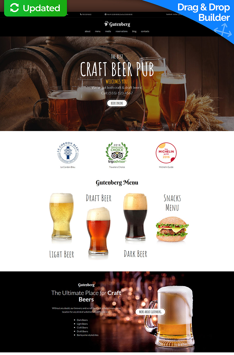 GutenBerg - Craft Beer Pub Moto CMS 3 Template