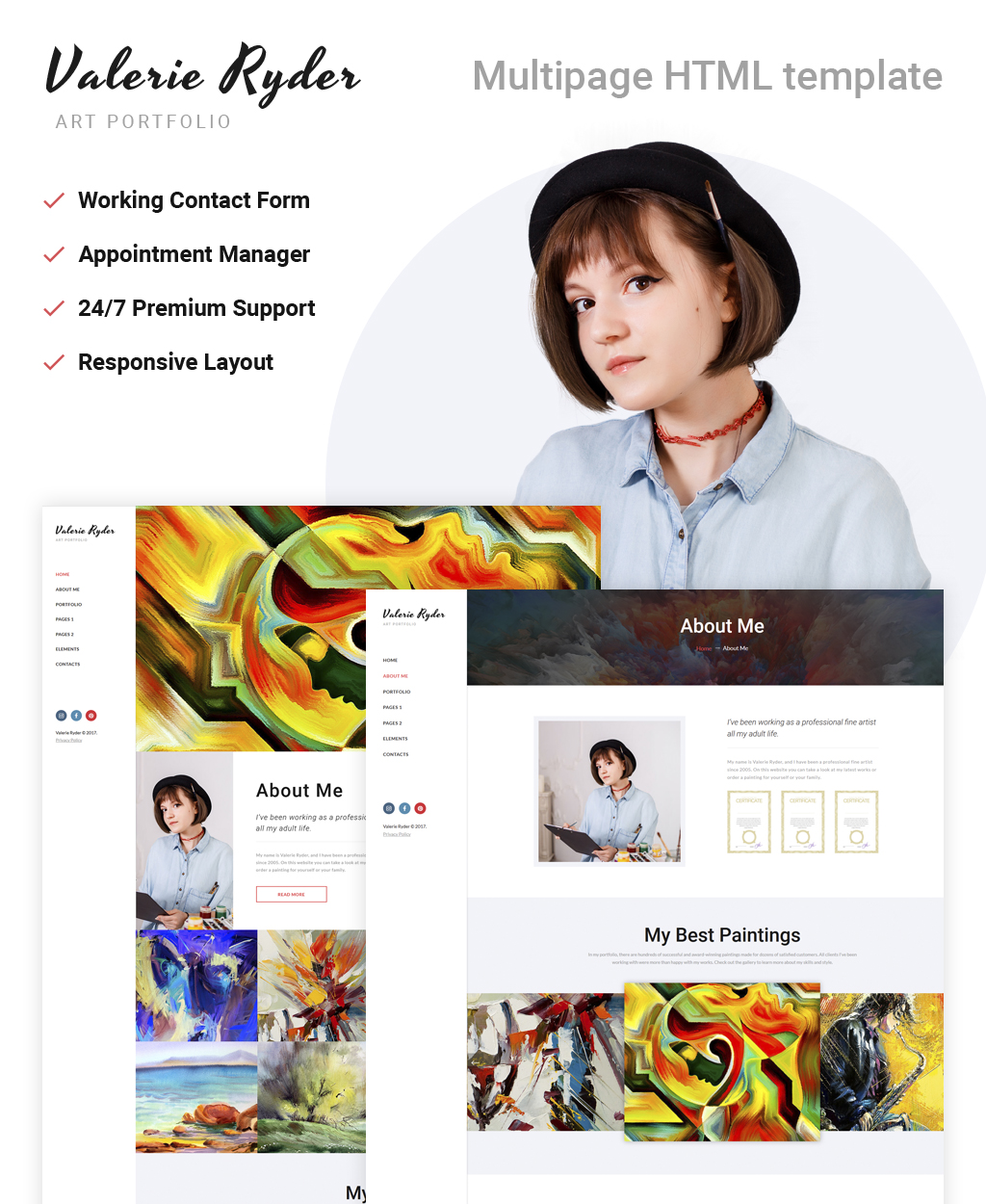 Valerie Ryler - Artist Portfolio Responsive HTML5 Website Template