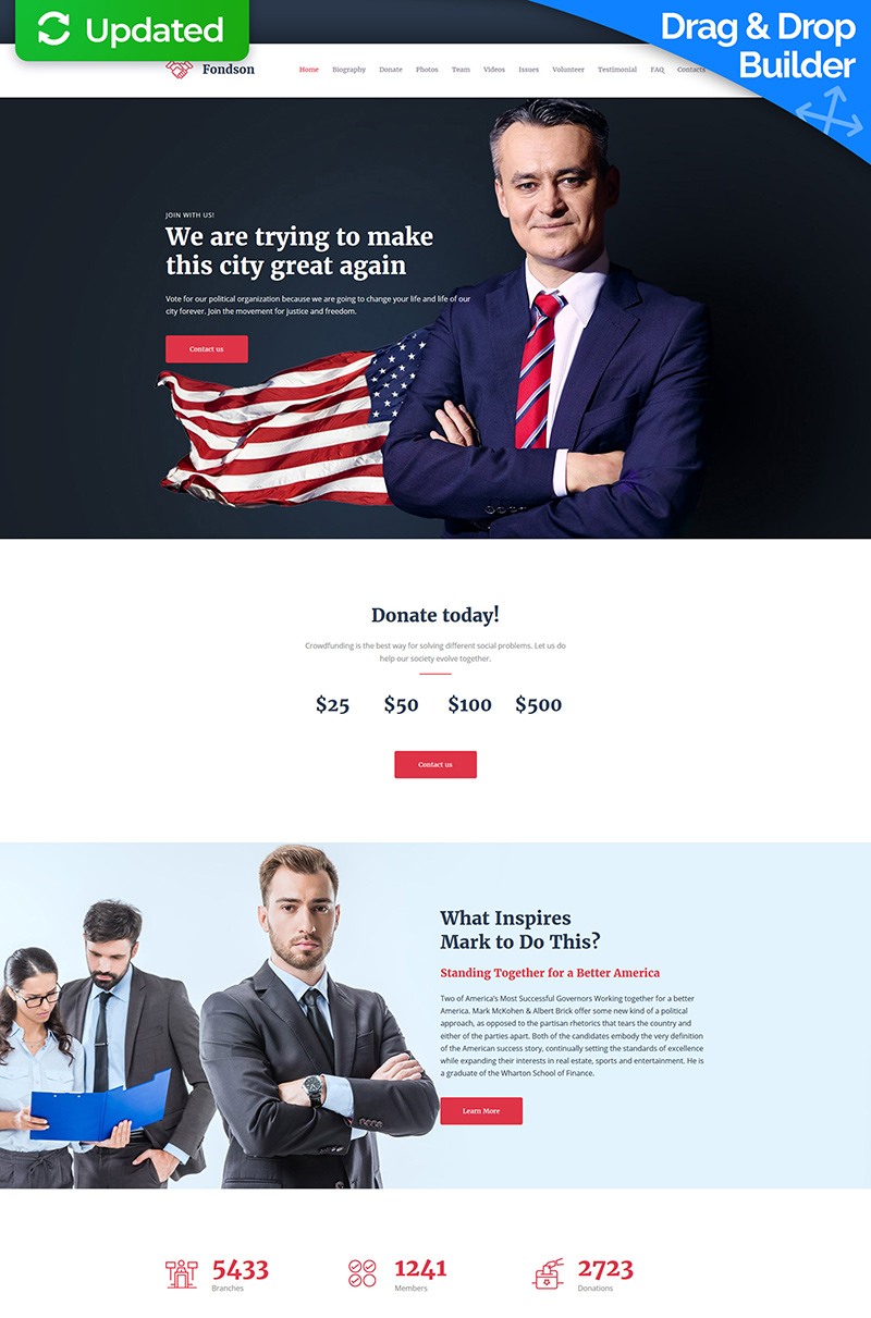 Fondson - Political Candidate Premium Moto CMS 3 Template