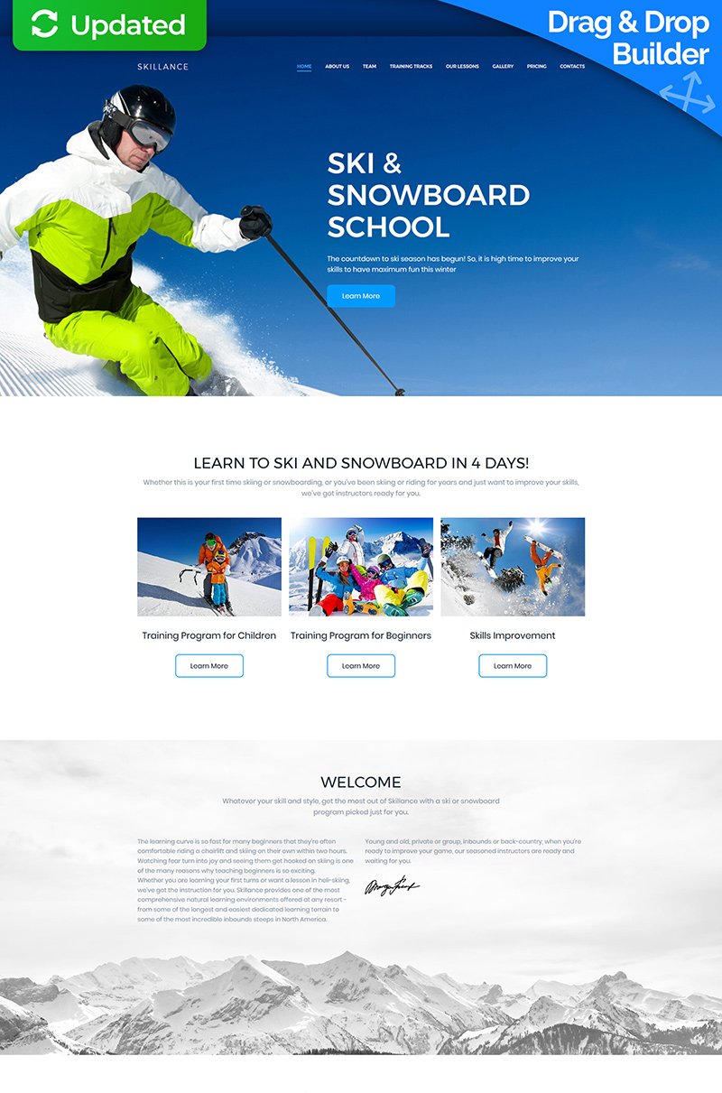 Ski & Snowboard School Premium Moto CMS 3 Template