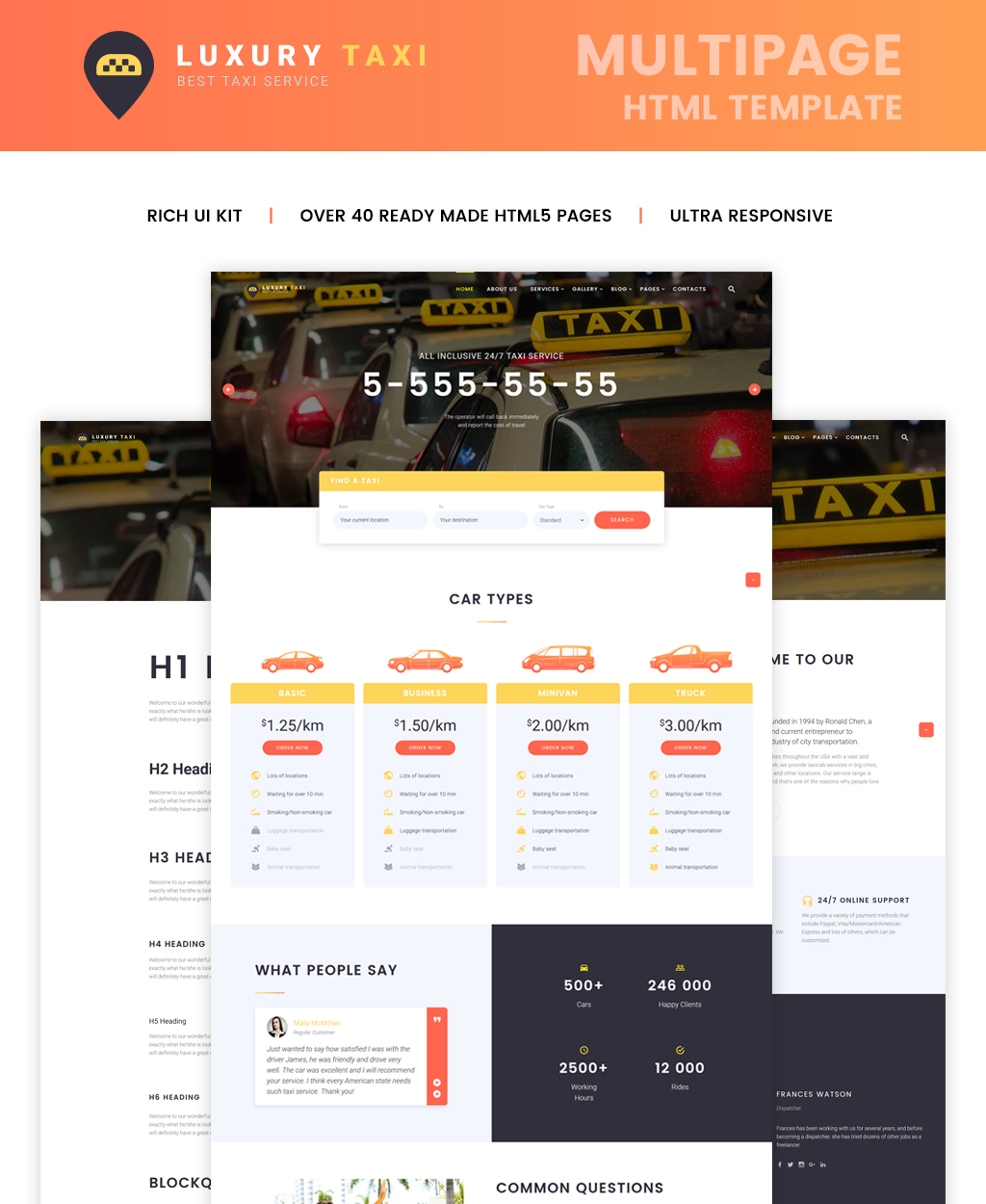 Luxury Taxi Multipage Website Template