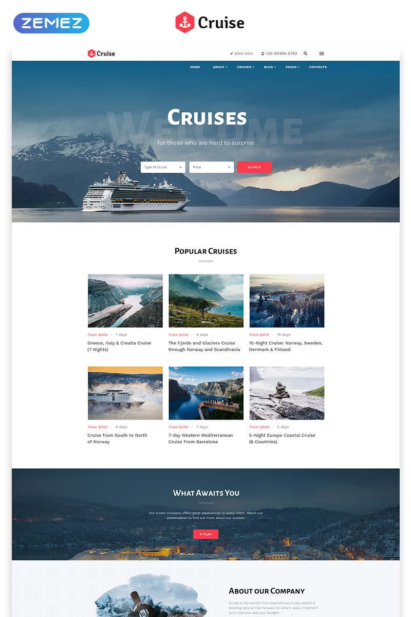 Cruise - Beautiful Cruise Company Multipage HTML Website Template