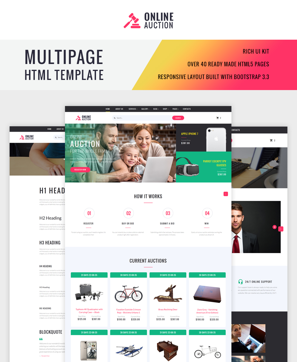 Online Auction Multipage Website Template