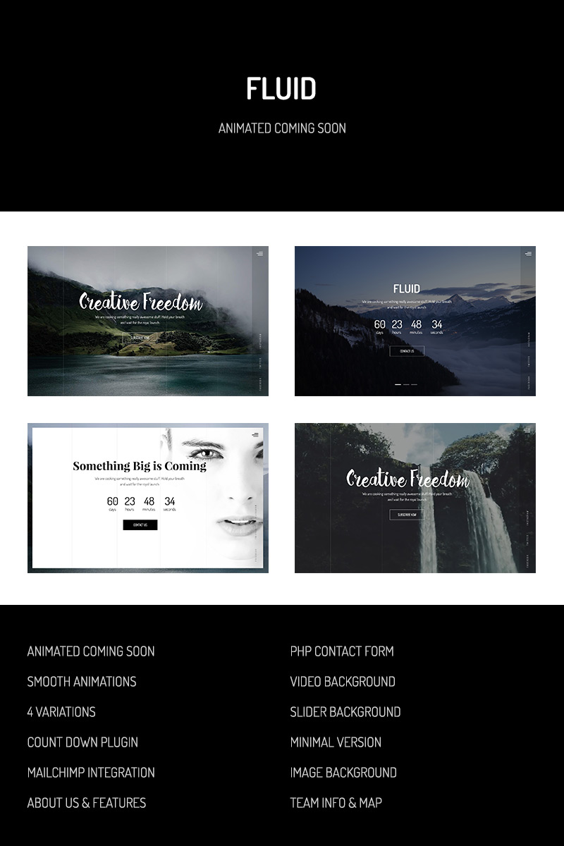 Fluid — Animated Coming Soon Template Website Template