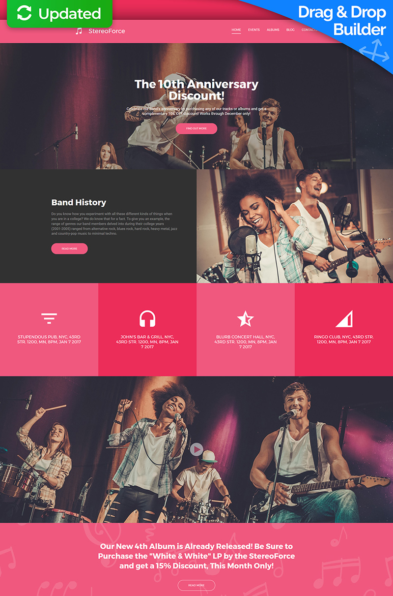 Stereo Force - Music Band Moto CMS 3 Template
