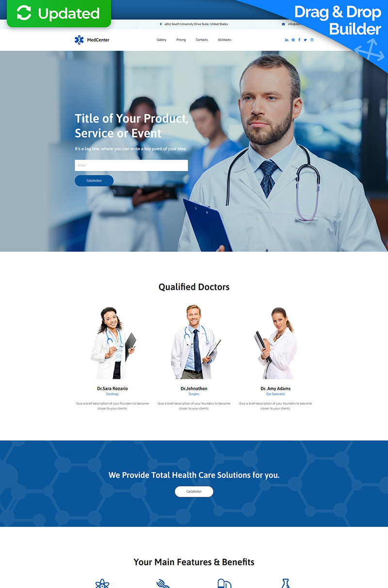 MedCenter MotoCMS 3 Landing Page Template