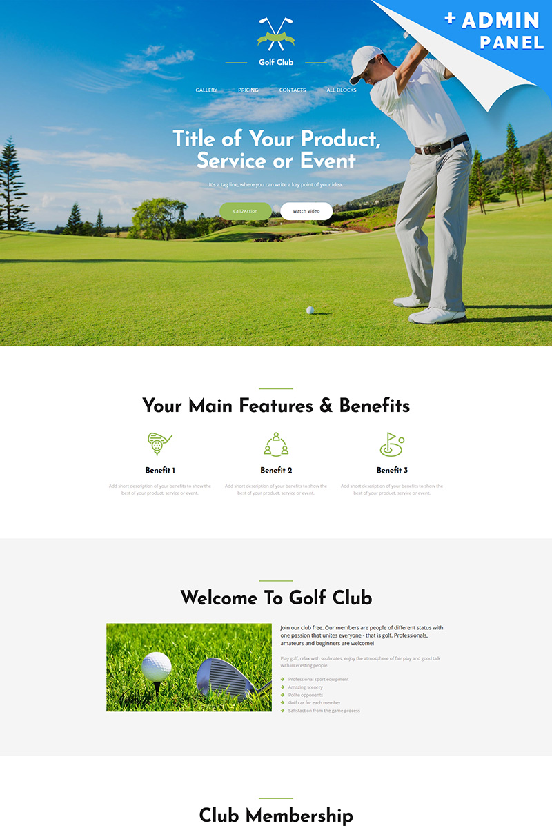 Golf Club MotoCMS 3 Landing Page Template