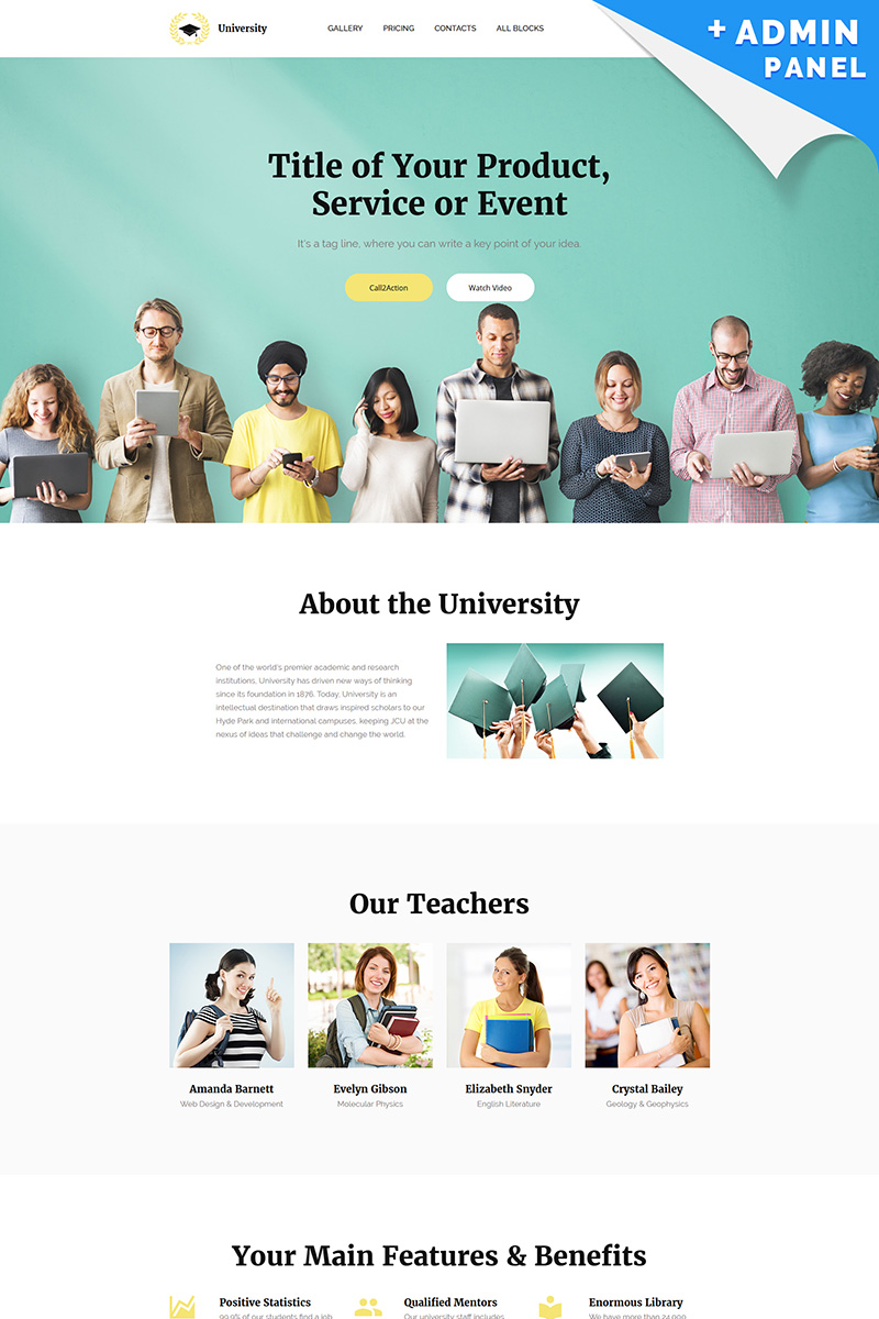 University MotoCMS 3 Landing Page Template