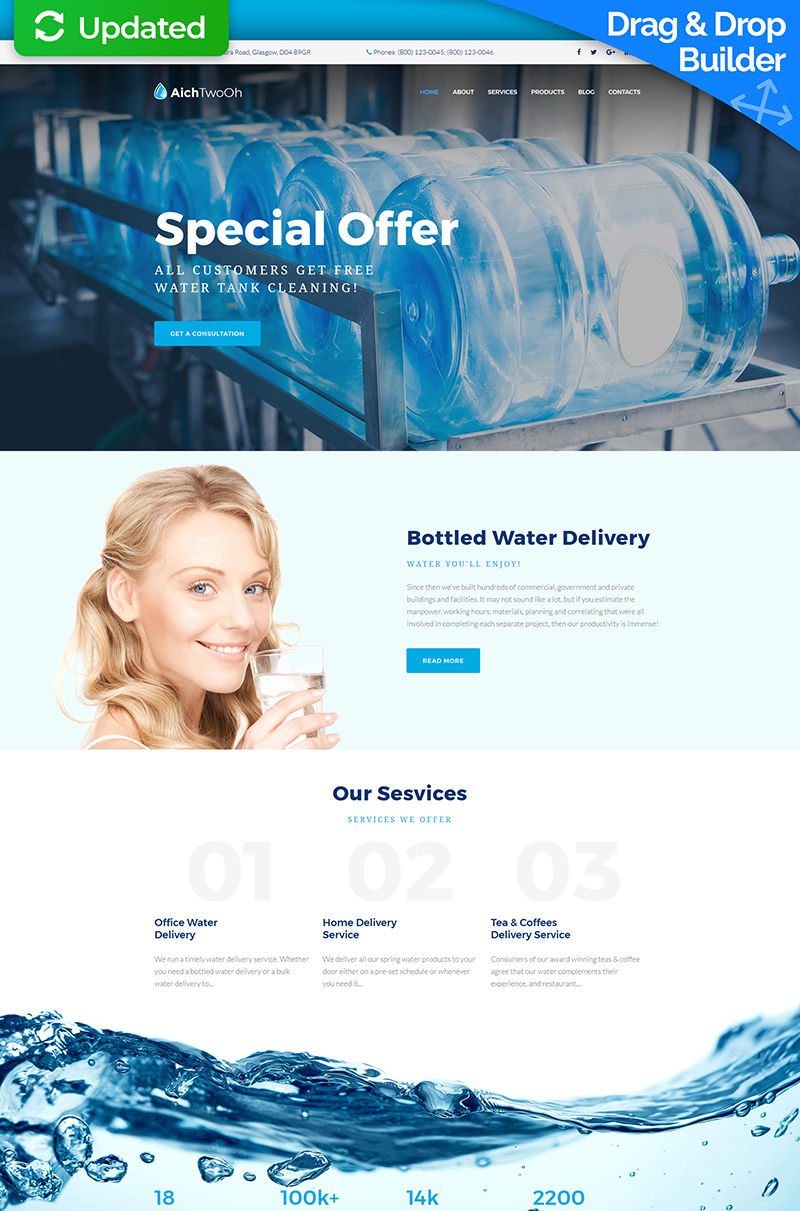 Water Delivery Service Moto CMS 3 Template
