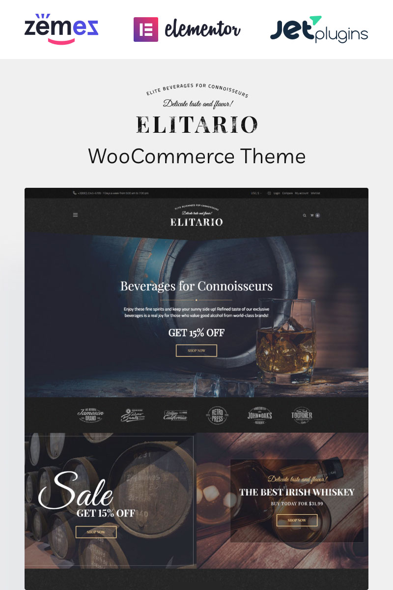 Elitario - Liquor Store WooCommerce Elementor Theme