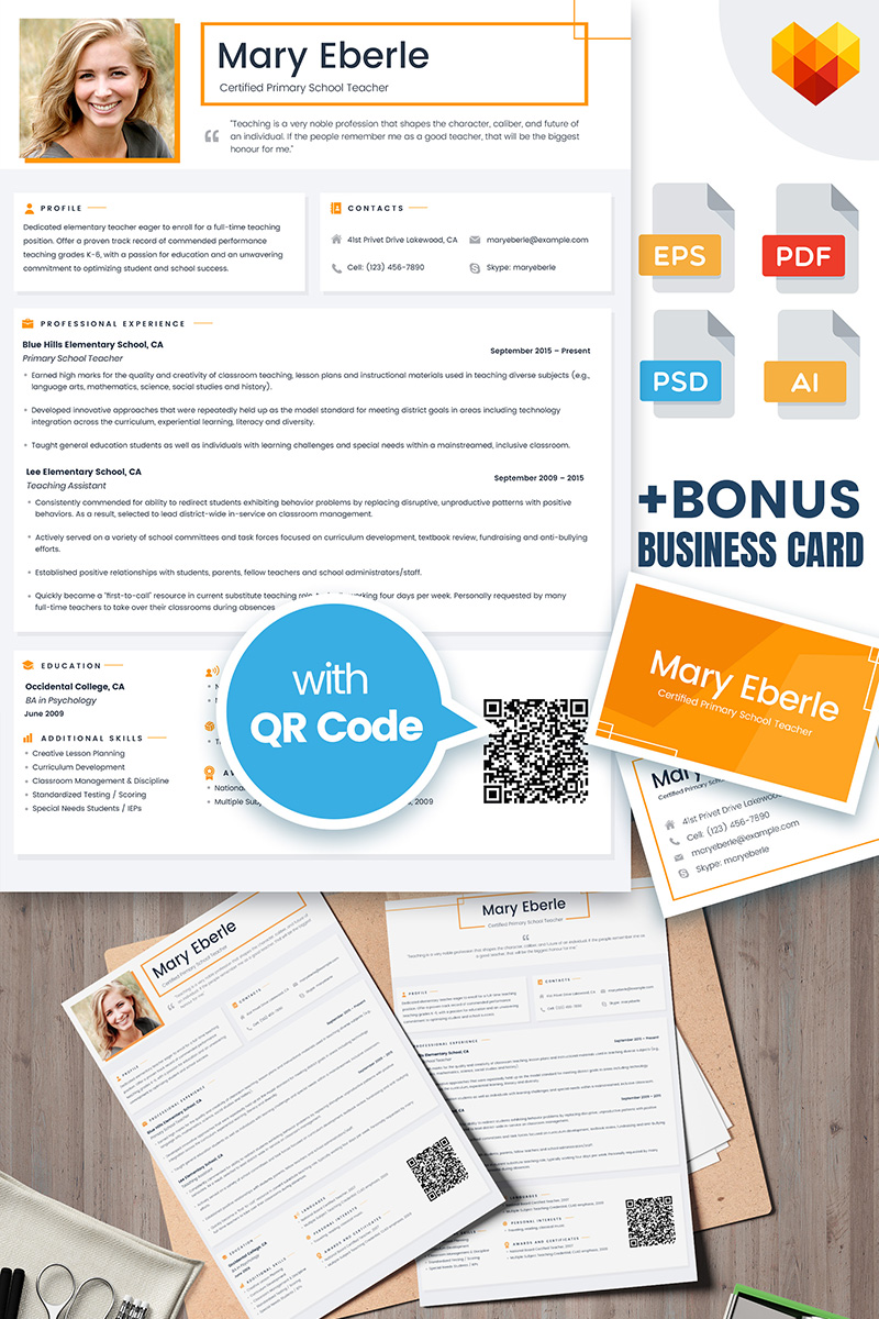 Mary Eberle - Certified Teacher Resume Template