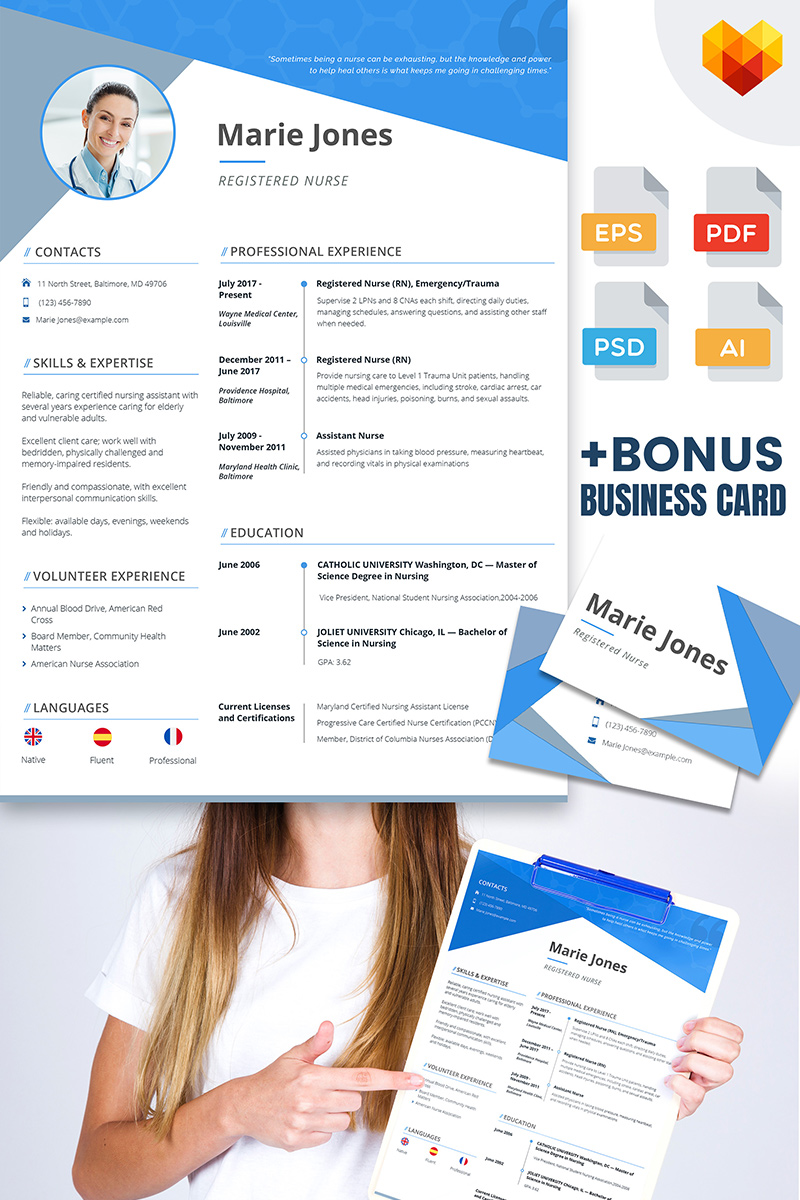 Marie Jones - Professional Nursing and Medical Resume Template