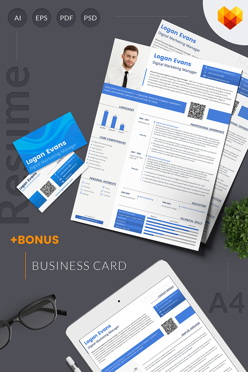 Logan Evans - Digital Marketing Resume Template