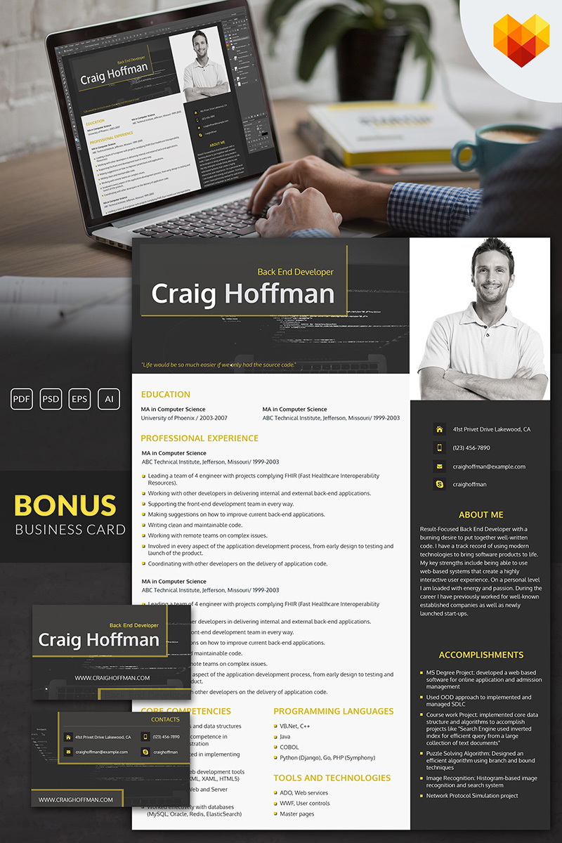 Craig Hoffman -  Backend Developer Resume Template