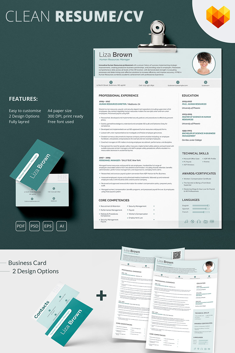 Liza Brown - Human Resources Manager Resume Template