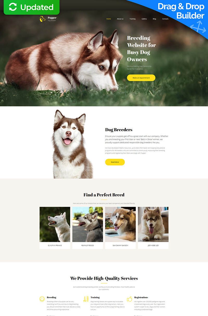 Pupper - Dogs Breeder Premium Moto CMS 3 Template