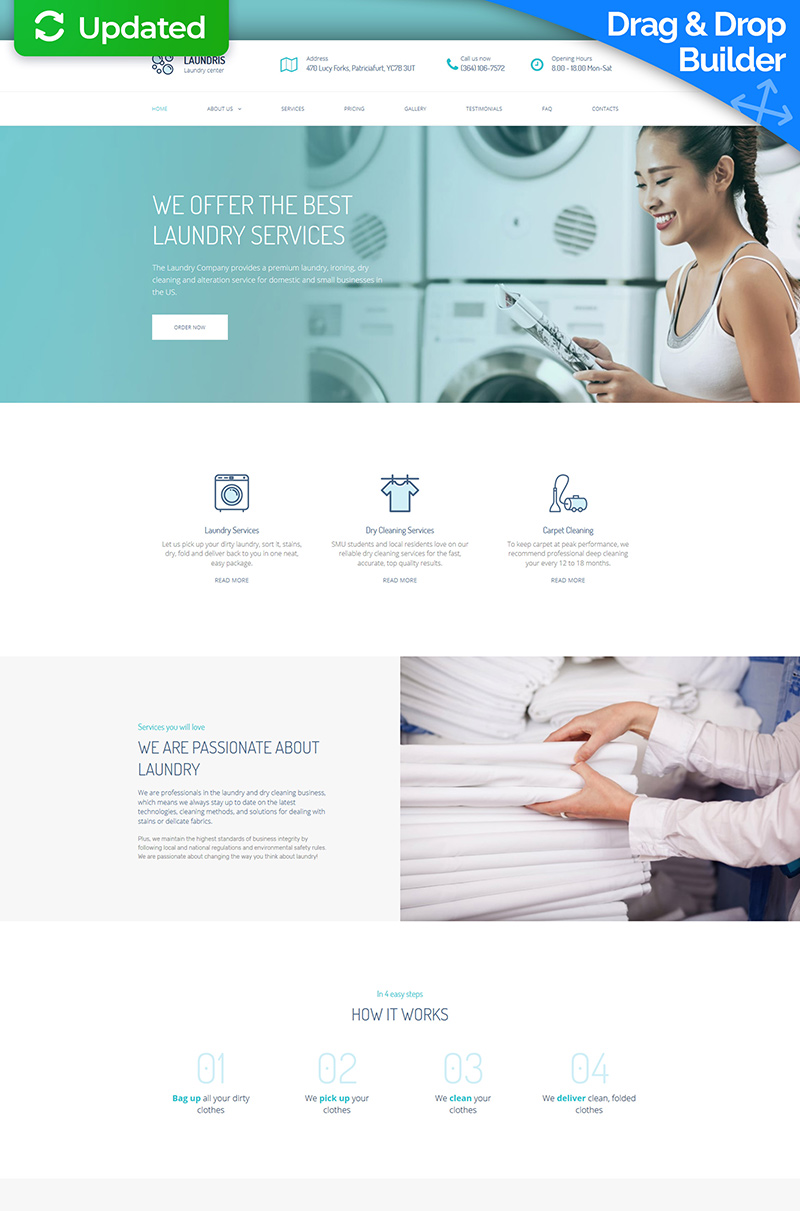 Laundromats, Laundry and Dry Cleaning Premium Moto CMS 3 Template