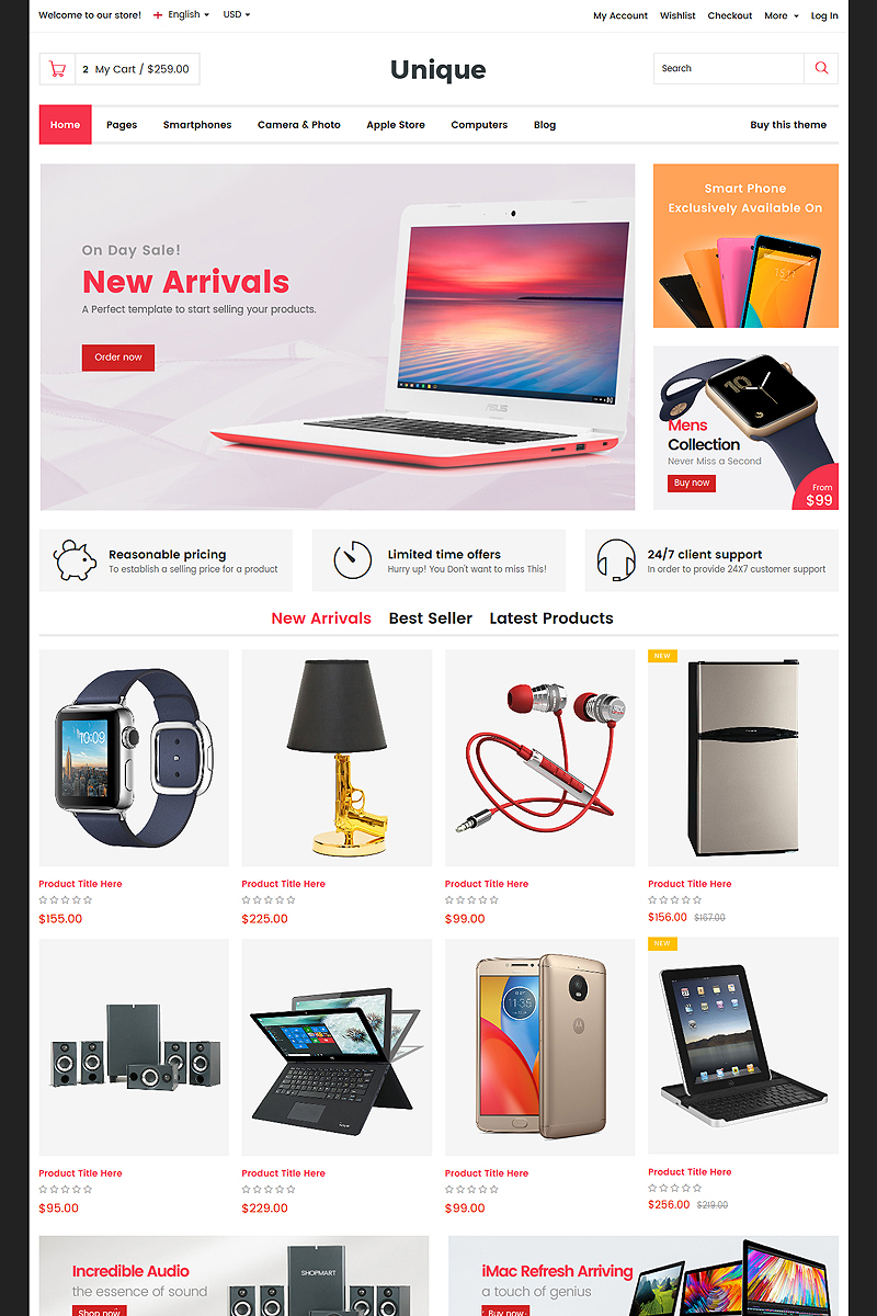 Unique - Electronic & Digital Store Website Template