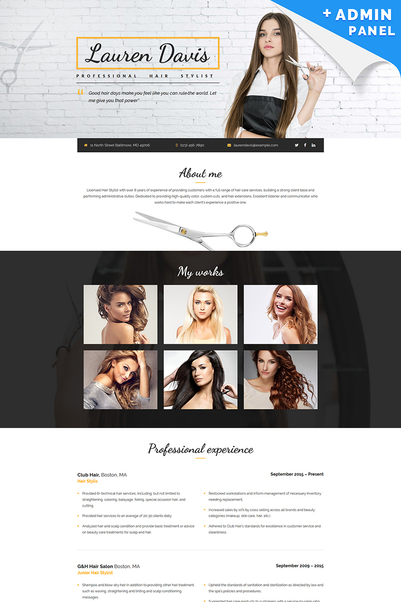 Hair Salon Responsive Landing Page Template