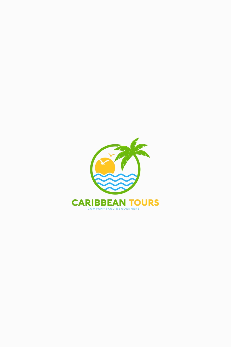 Caribbean Tour Travel Logo Template