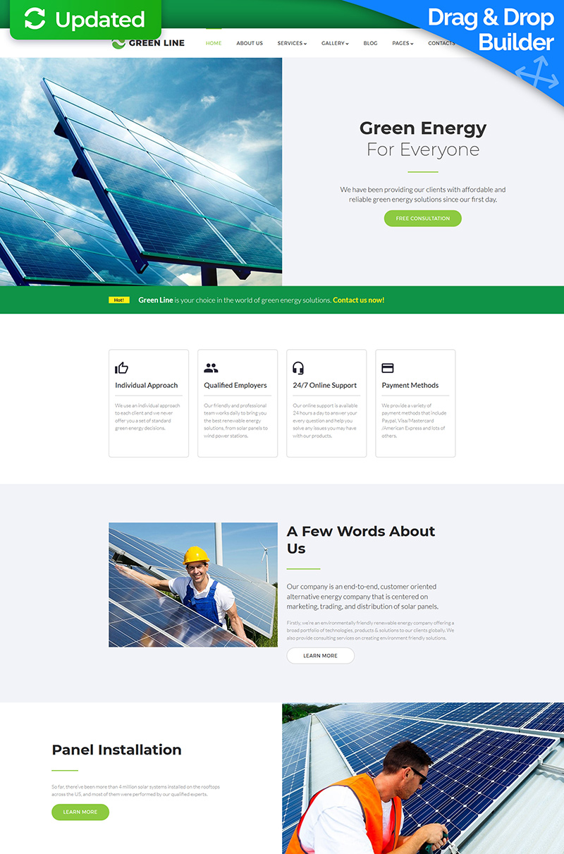 Green Line - Solar Energy Company Moto CMS 3 Template