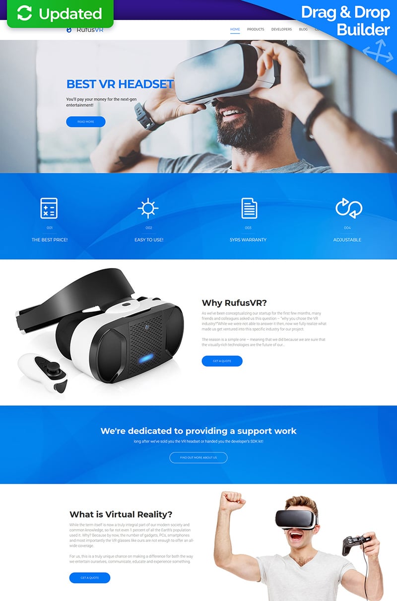 RufusVR - VR Startup Moto CMS 3 Template