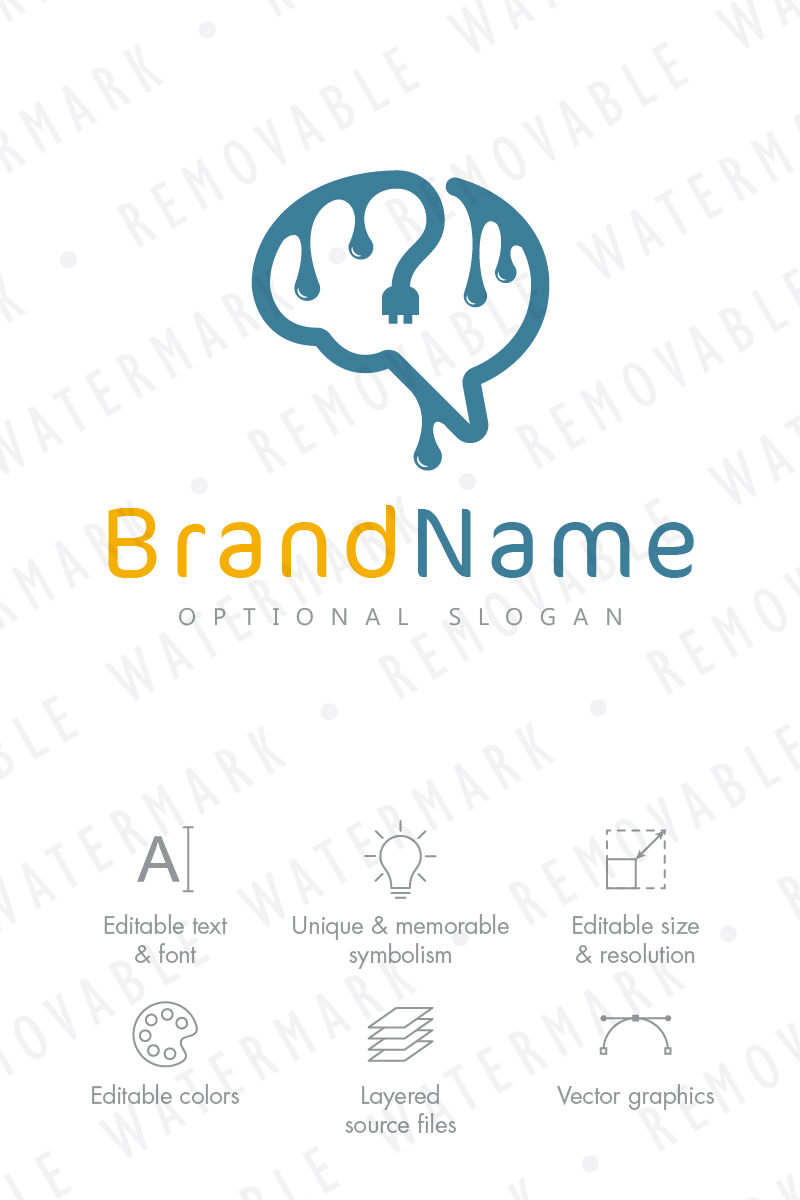 Ink and Wire Brain Logo Template