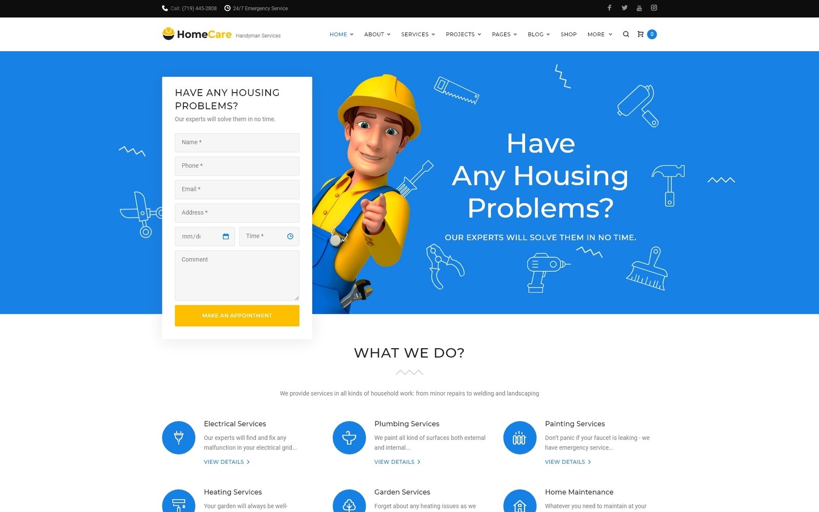 HomeCare - Handyman Services WordPress Theme