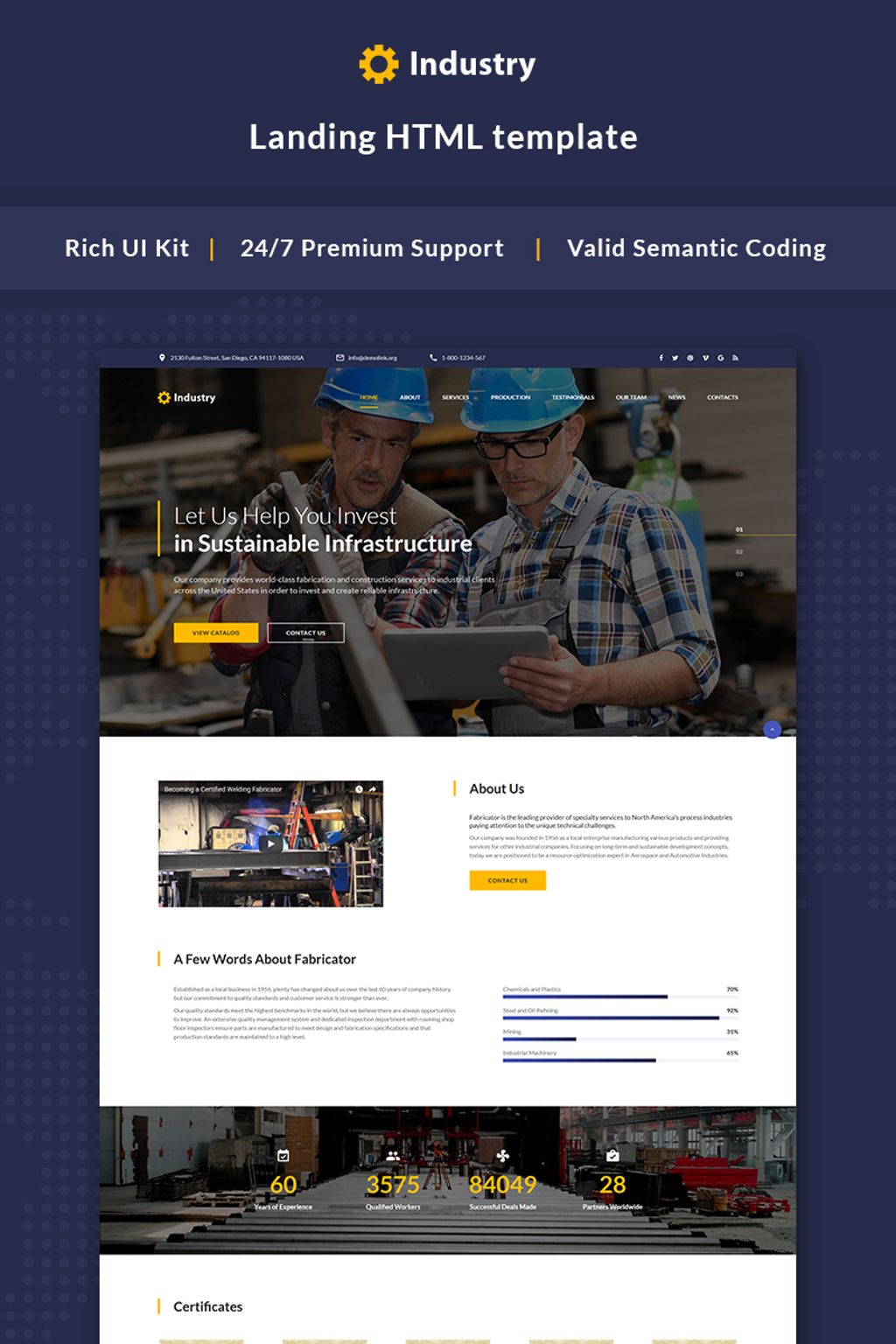Industry - Industrial company Bootstrap Landing Page Template
