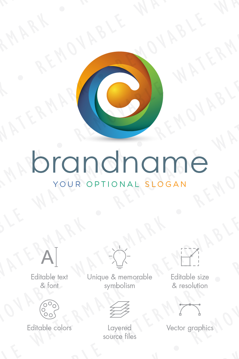 C Abstract Spiral Ring Logo Template