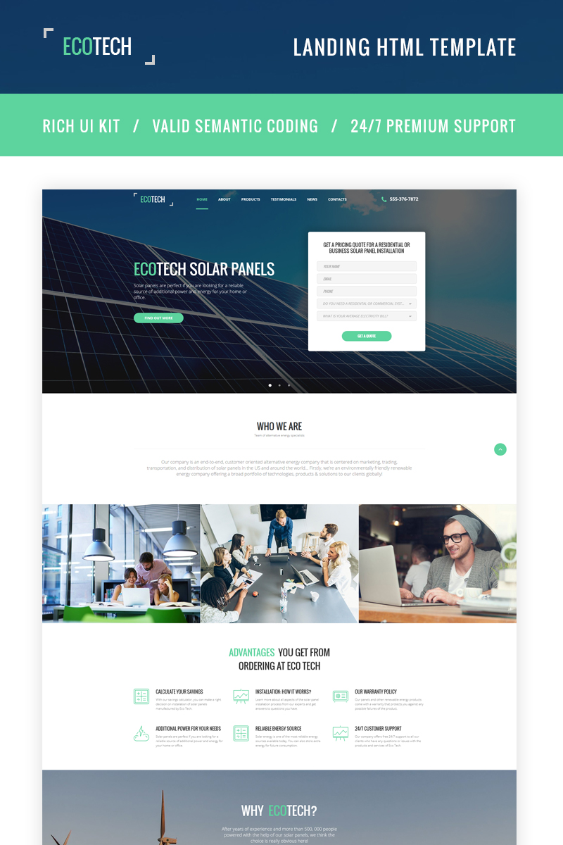 Ecotech - Solar Energy HTML5 Landing Page Template