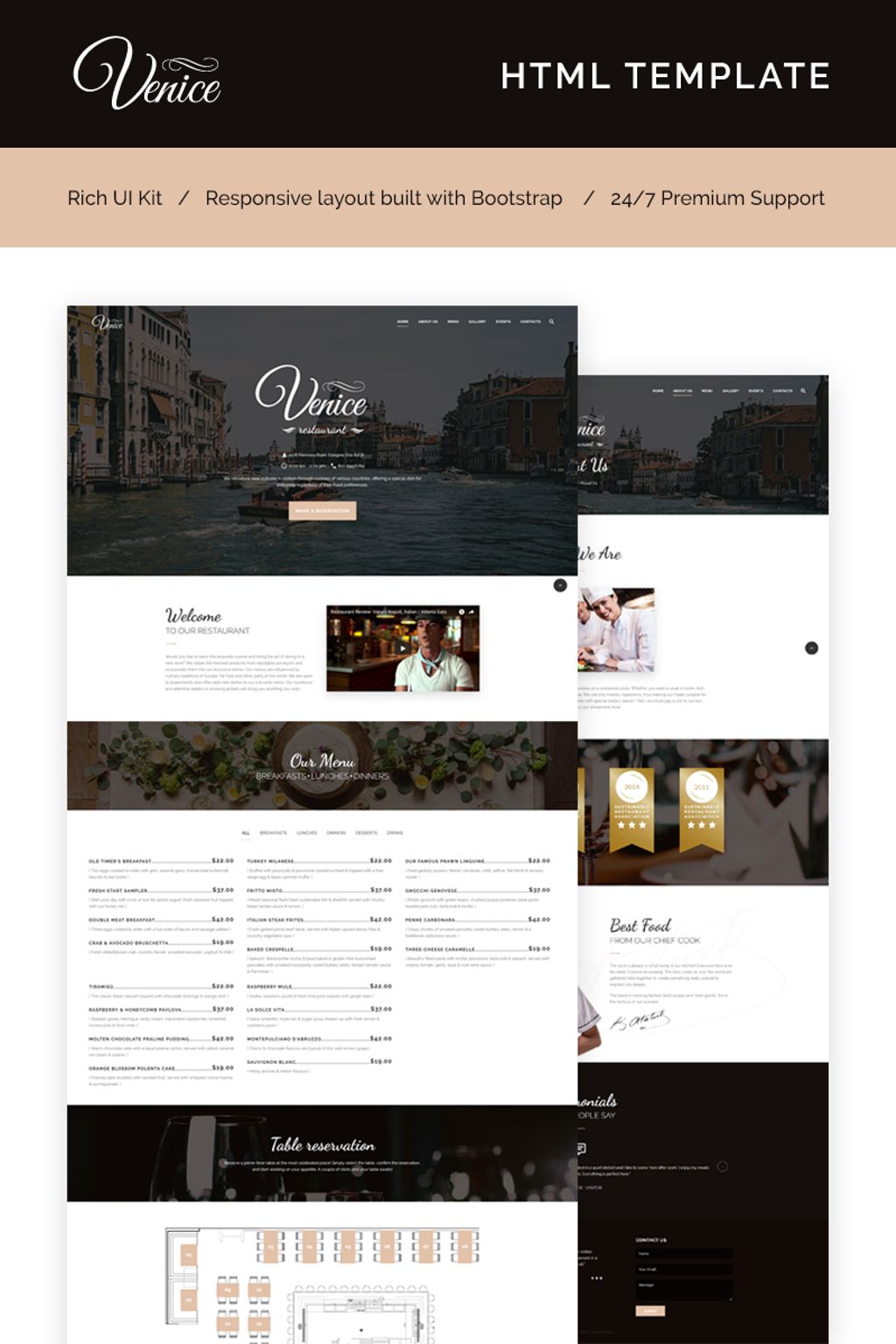 Venice Restaurant - Cafe & Restaurant Responsive Website Template