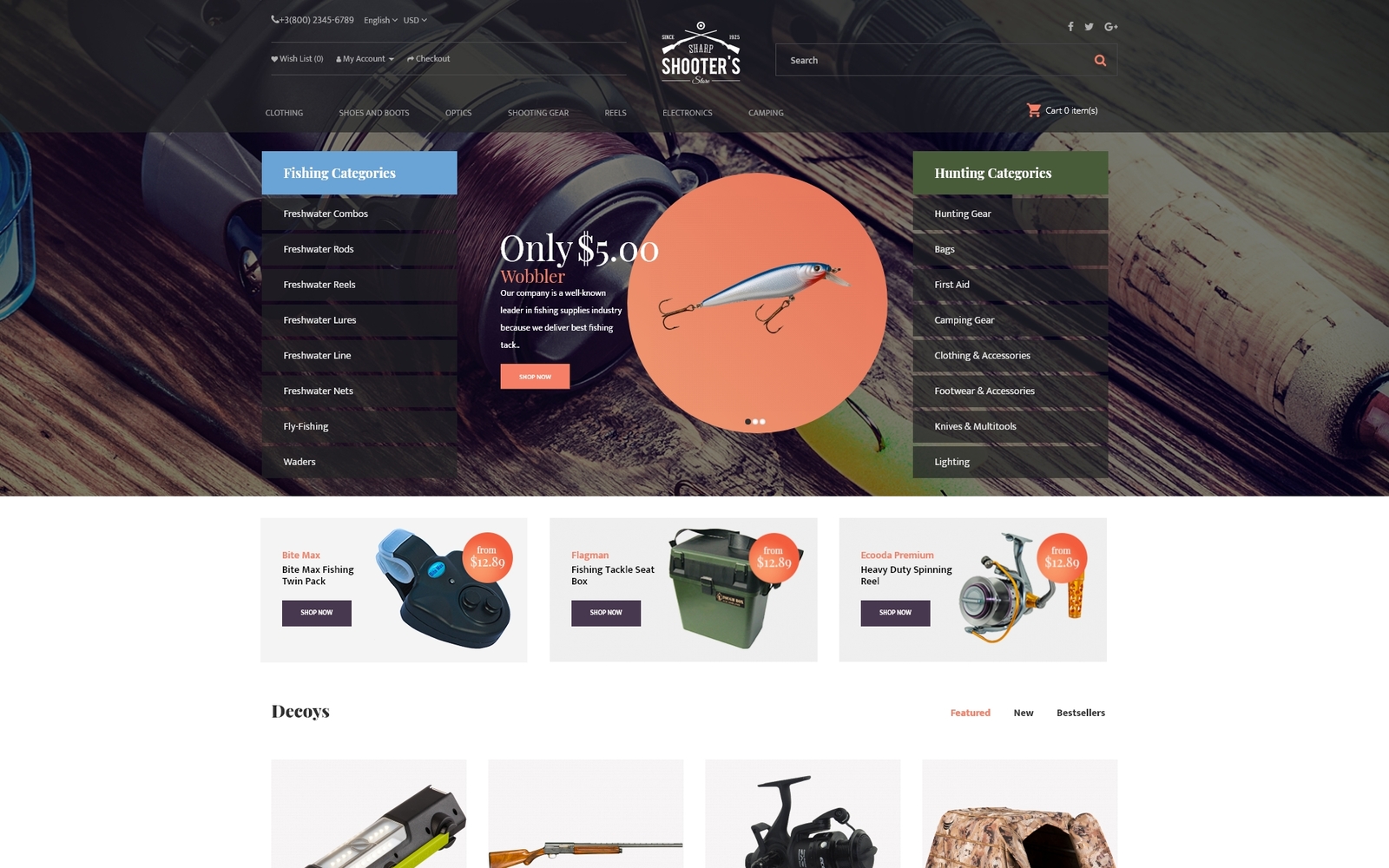 Shooter's - Fishing Responsive OpenCart Template