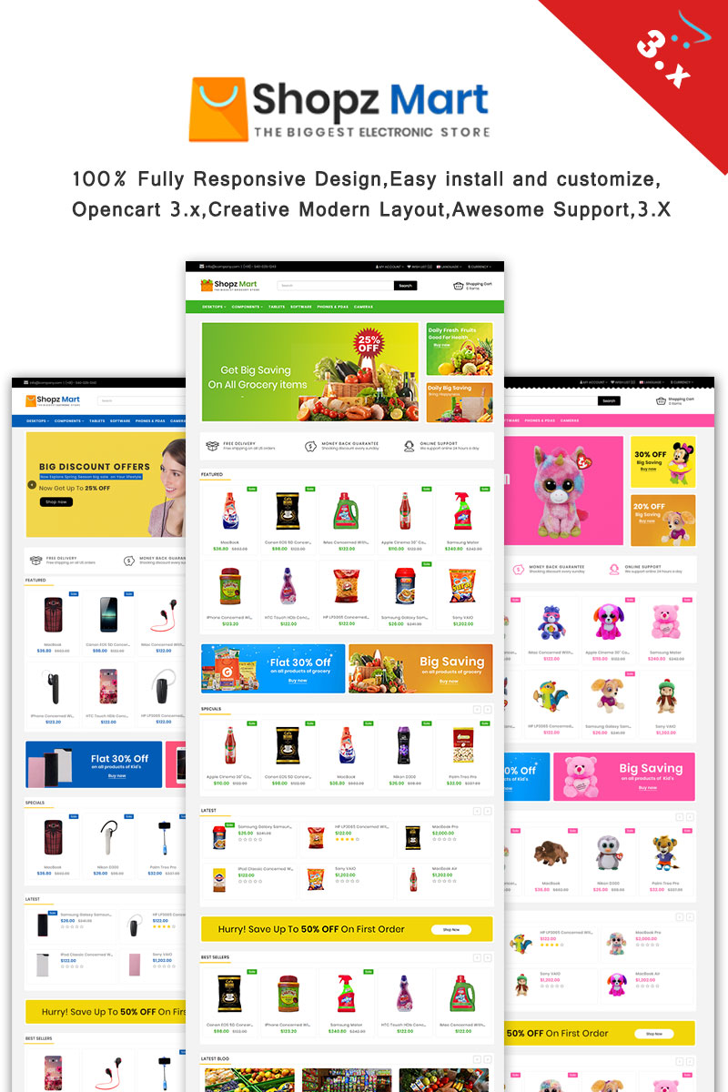 Shopz-Mart  3.x Responsive OpenCart Template