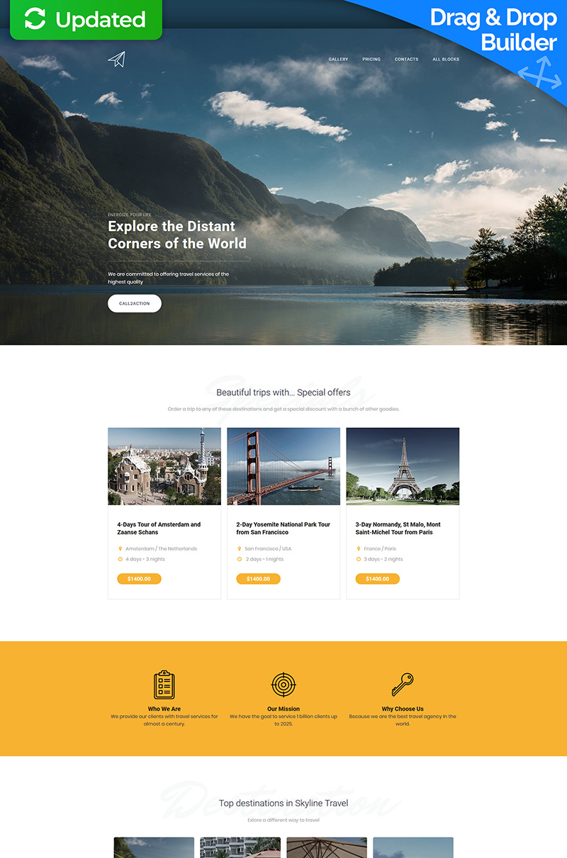 Skyline - Travel Agency MotoCMS 3 Landing Page Template