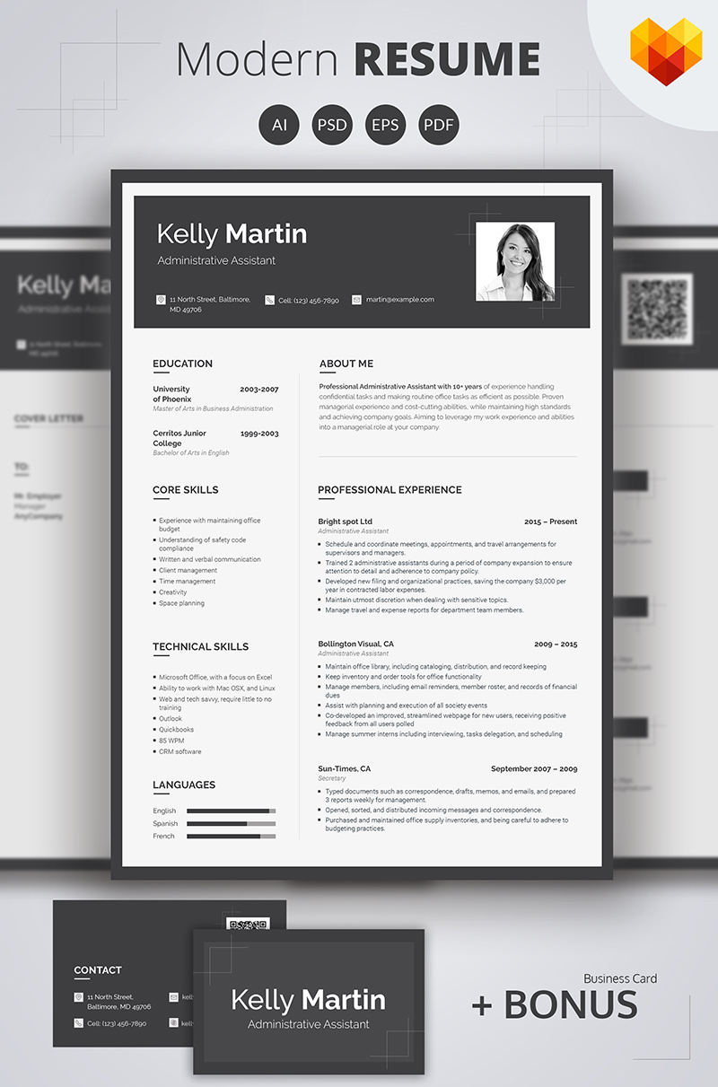 Kelly Matin - Administrative Assistant Resume Template