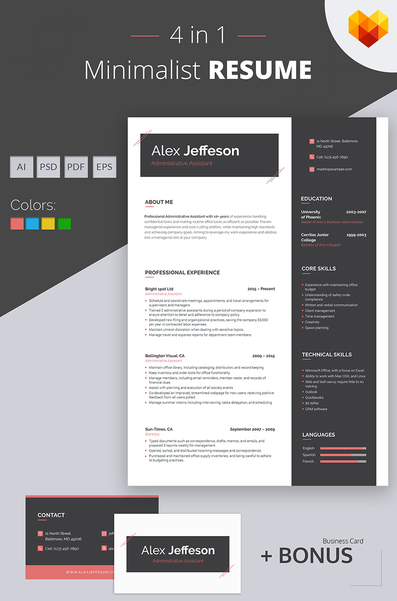 Alex Jefferson - Administrative Assistant Resume Template