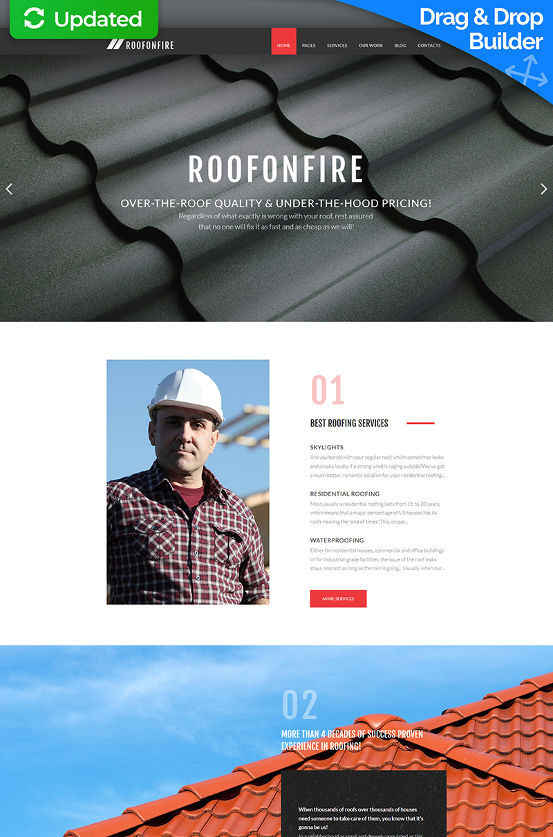 RoofOnFire - Roofing Company Moto CMS 3 Template