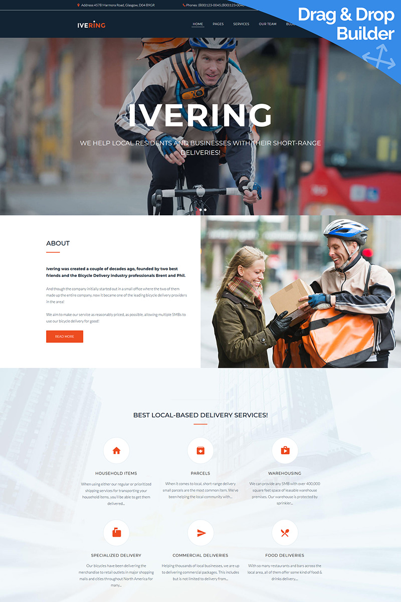 Ivering - Bike Courier & Package Delivery Moto CMS 3 Template