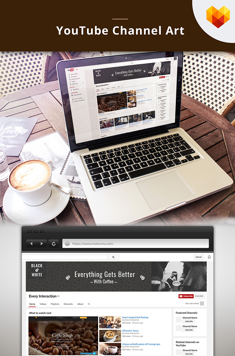 Coffee Shop Youtube Channel Art Social Media Template