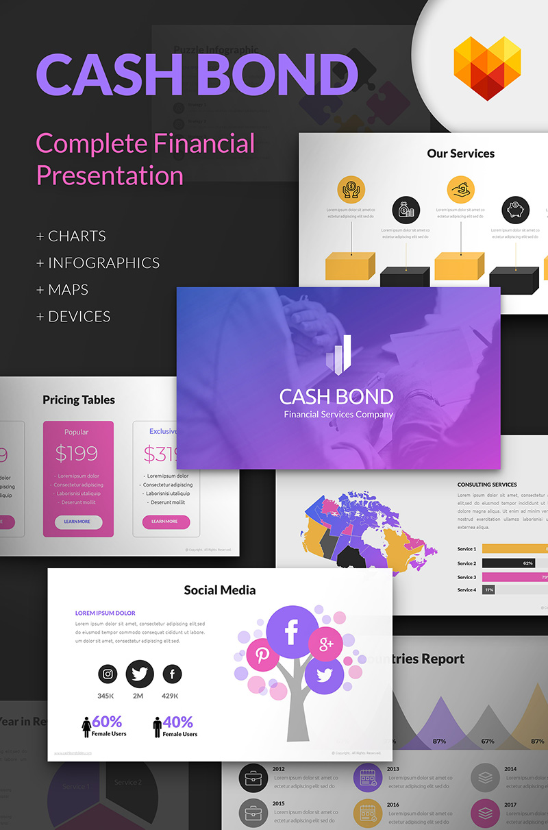 Cash Bond - Financial Presentation PowerPoint template