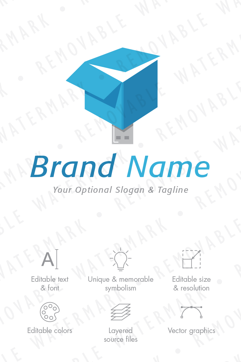 Data Storage Box Logo Template