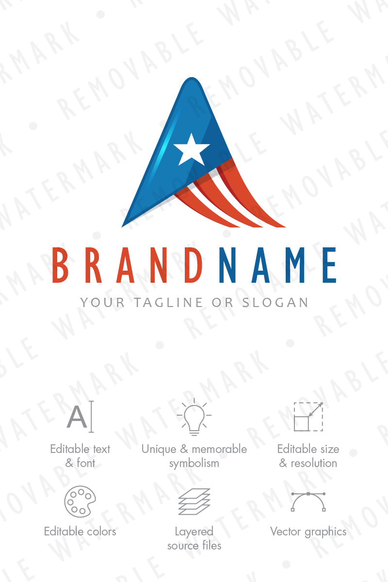 A Abstract America Star Logo Template