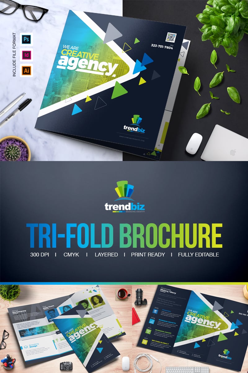 Square and Tall Tri-Fold Brochure | InDesign, PSD and EPS File Formats