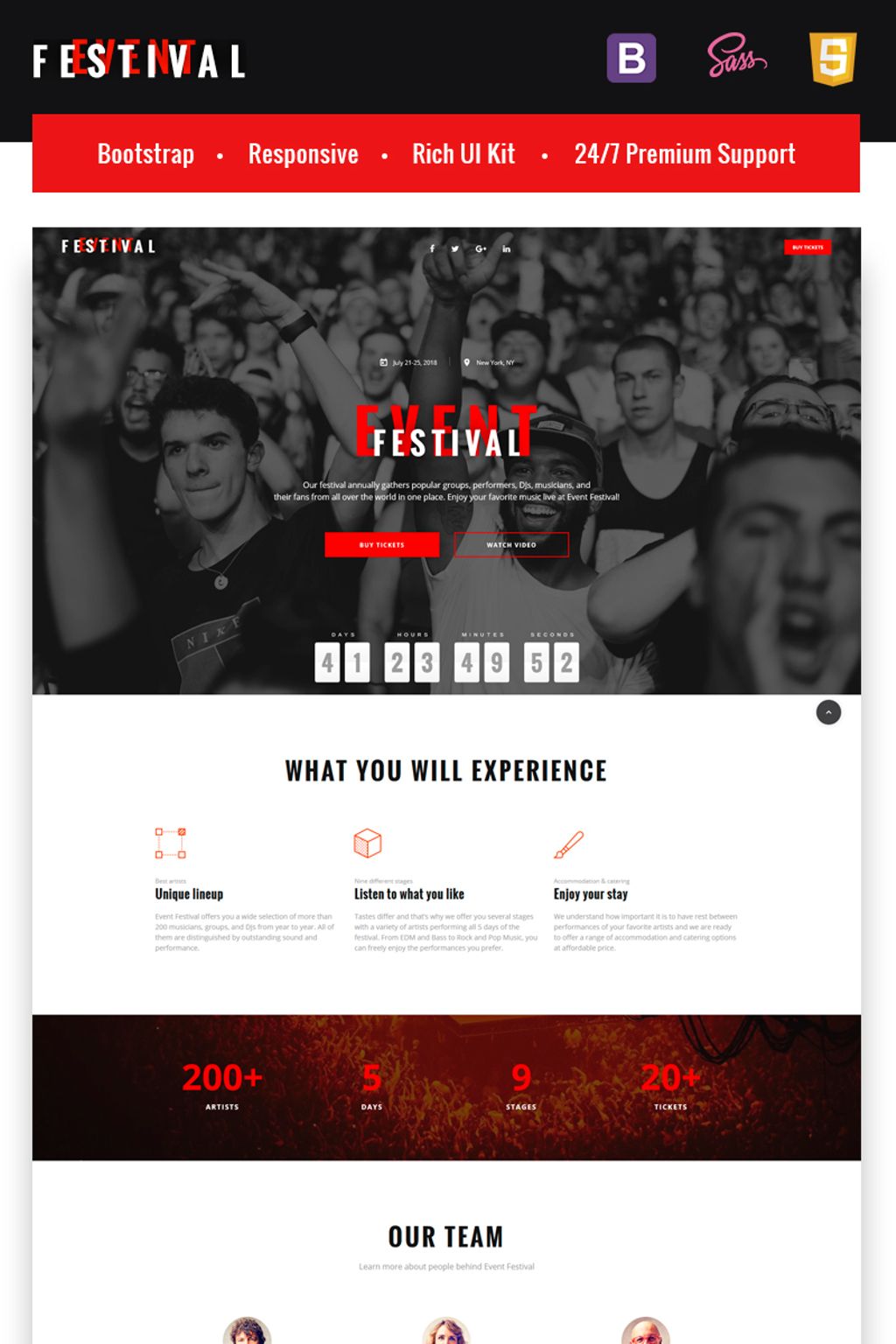 Festival Event - Responsive HTML5 Landing Page Template