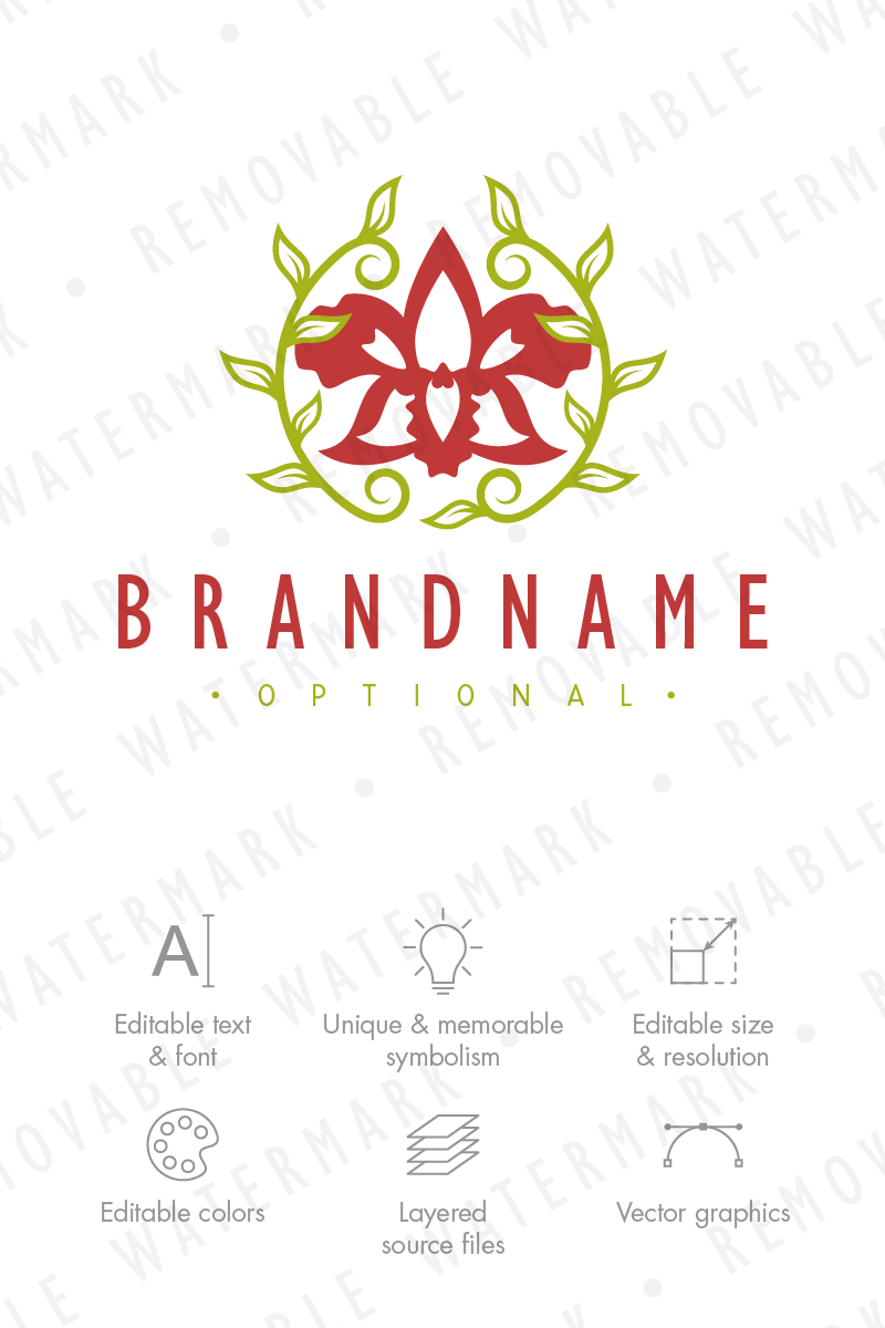 Orchid Flower Logo Template