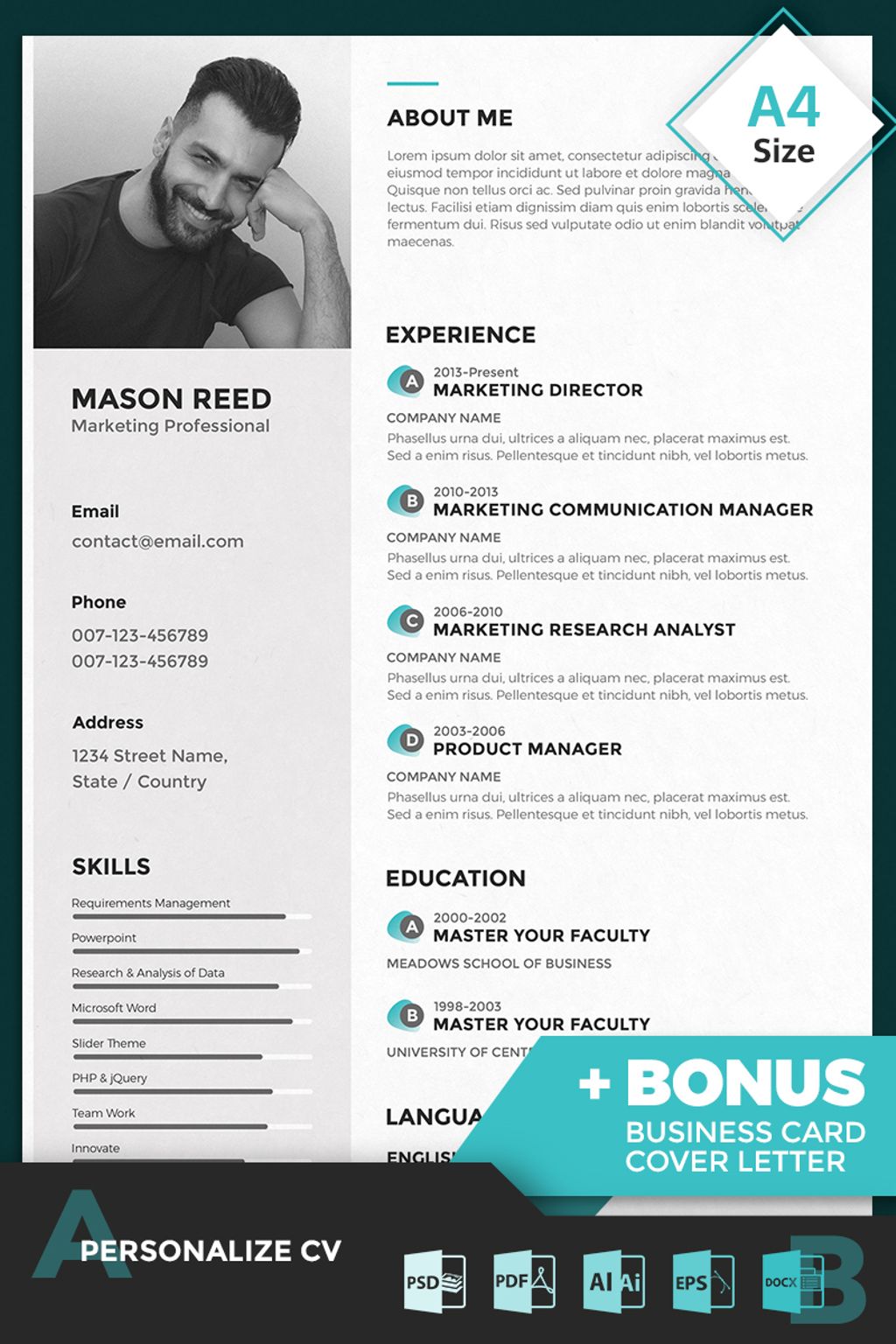 Mason Reed - Marketing Professional Resume Template