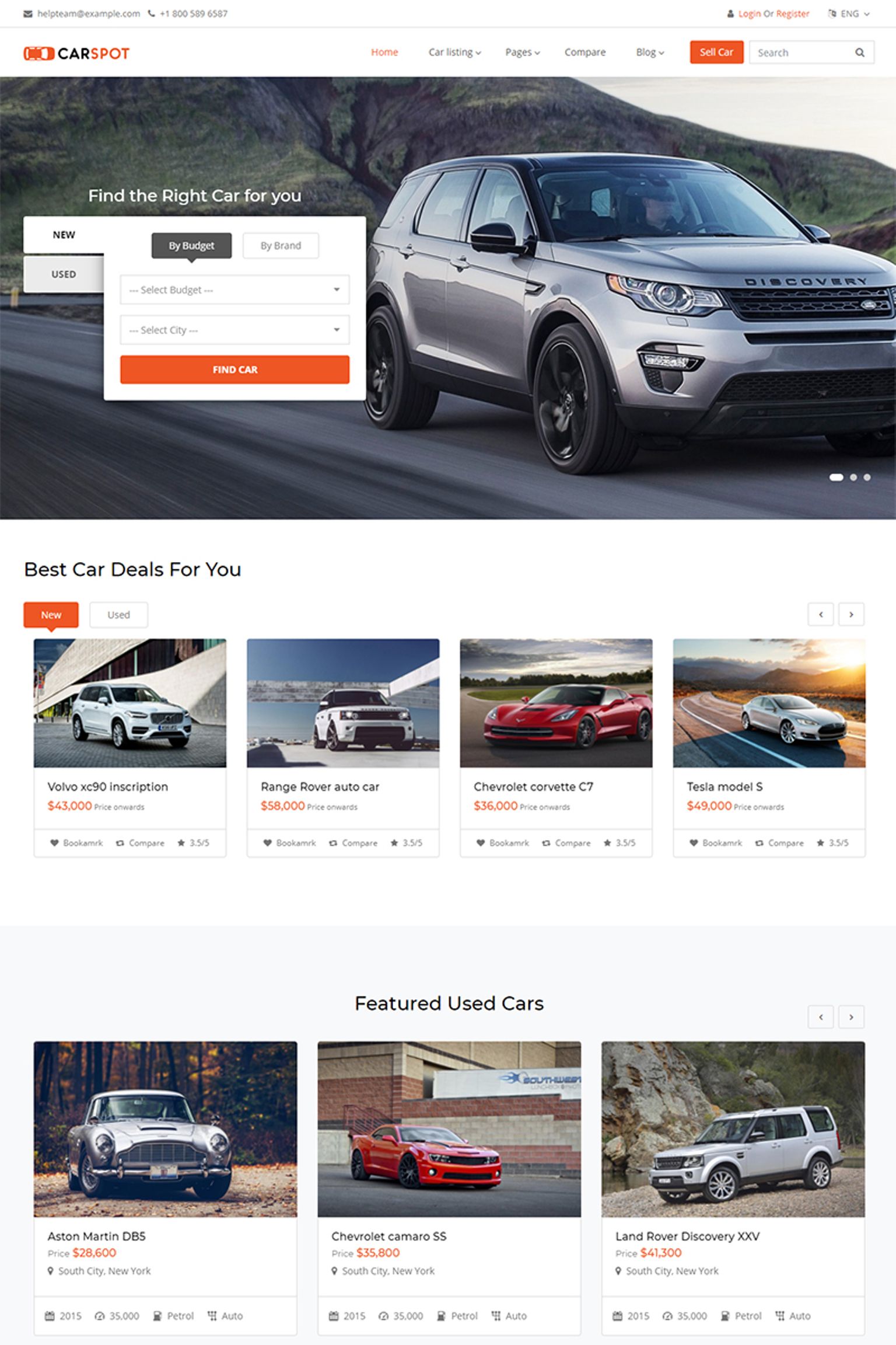 Carspot - Automotive Car Dealer Website Template